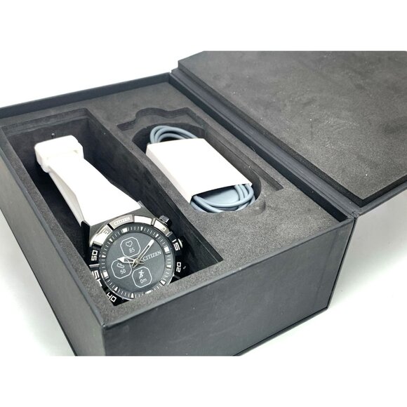 Citizen Mens Watch JY1007-12E CZ Smart Smartwatch Hybrid Black White Rubber 44mm - Picture 3 of 14